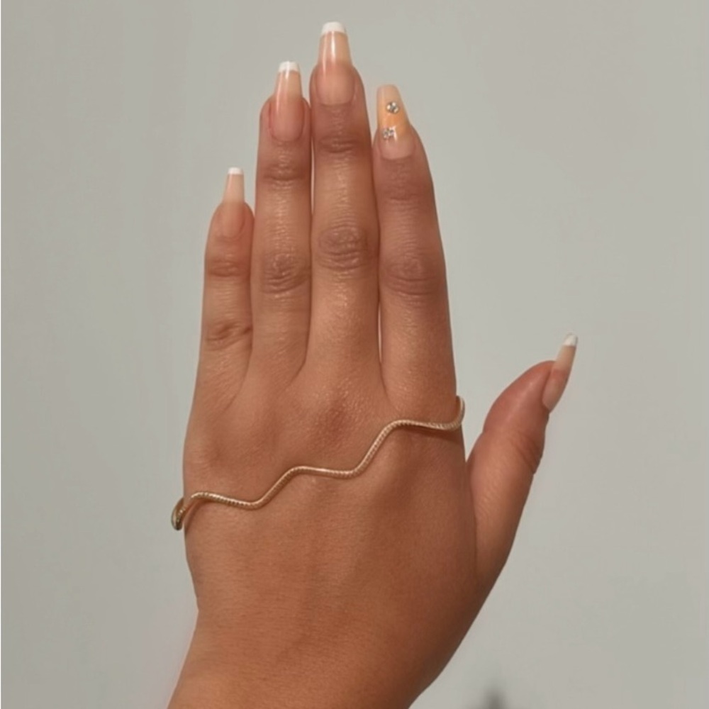 Gold Wave Hand Bracelet - Minimalist Gold Hand Chain